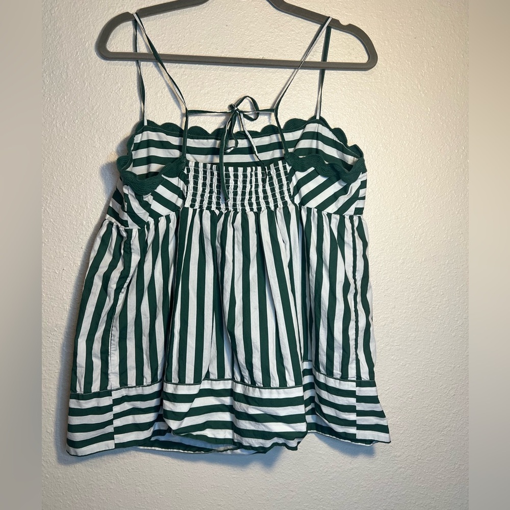 Anthropologie Maeve Tie-Back Babydoll Tank Green Motif Women’s - Picture 5 of 8